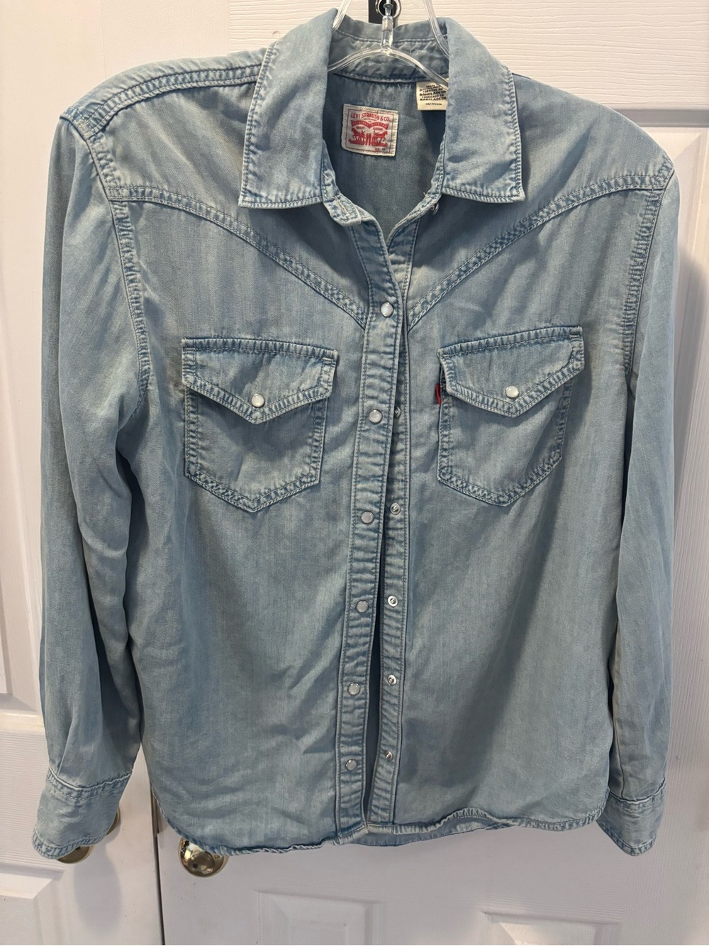 Levi's Light Blue Denim Shirt with Red Label Pearl Buttons XS